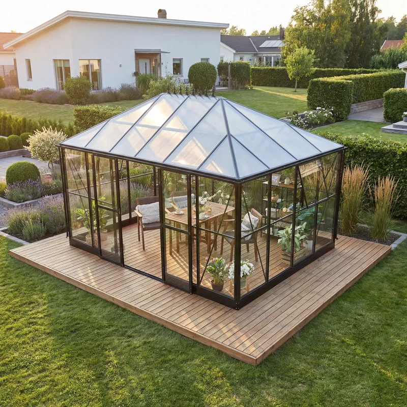Gazebo 12 m² | 4 mm säkerhetsglas | Hållbar och stilren konstruktion - Trädgård & spabad - Trädgårdsskötsel - Växthus