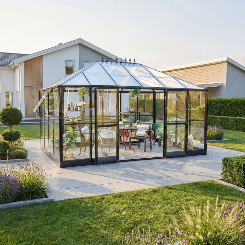Gazebo 12 m² | 4 mm säkerhetsglas | Hållbar och stilren konstruktion - Trädgård & spabad - Trädgårdsskötsel - Växthus