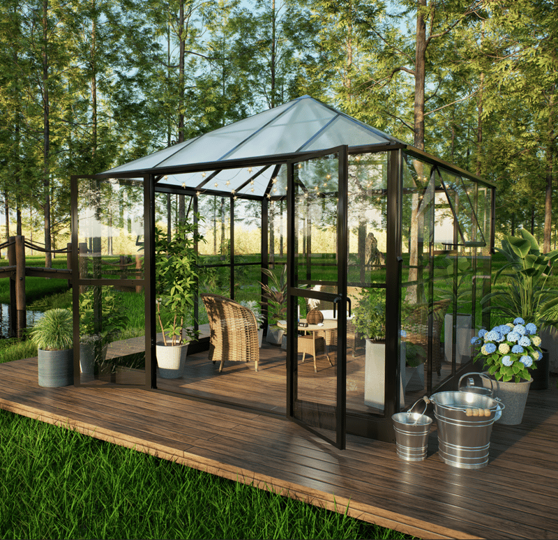 Gazebo 8,1m² | Kvadratiskt premiumväxthus | 4 mm säkerhetsglas | 5 års stormgaranti - Trädgård & spabad - Trädgårdsskötsel - Växthus