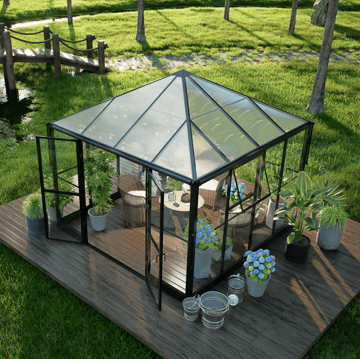 Gazebo 8,1m² | Kvadratiskt premiumväxthus | 4 mm säkerhetsglas | 5 års stormgaranti - Trädgård & spabad - Trädgårdsskötsel - Växthus