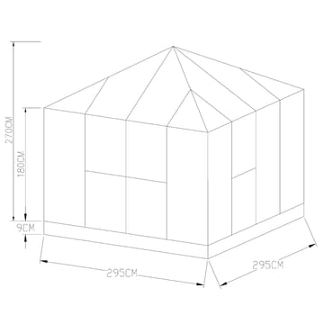 Gazebo 8,7 m² | 5 års stormgaranti | Kvadratiskt växthus | Vit - Trädgård & spabad - Trädgårdsskötsel - Växthus