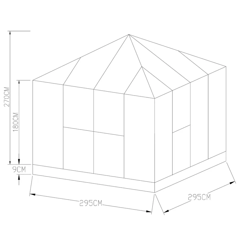 Gazebo 8,7 m² | 5 års stormgaranti | Kvadratiskt växthus | Vit - Trädgård & spabad - Trädgårdsskötsel - Växthus
