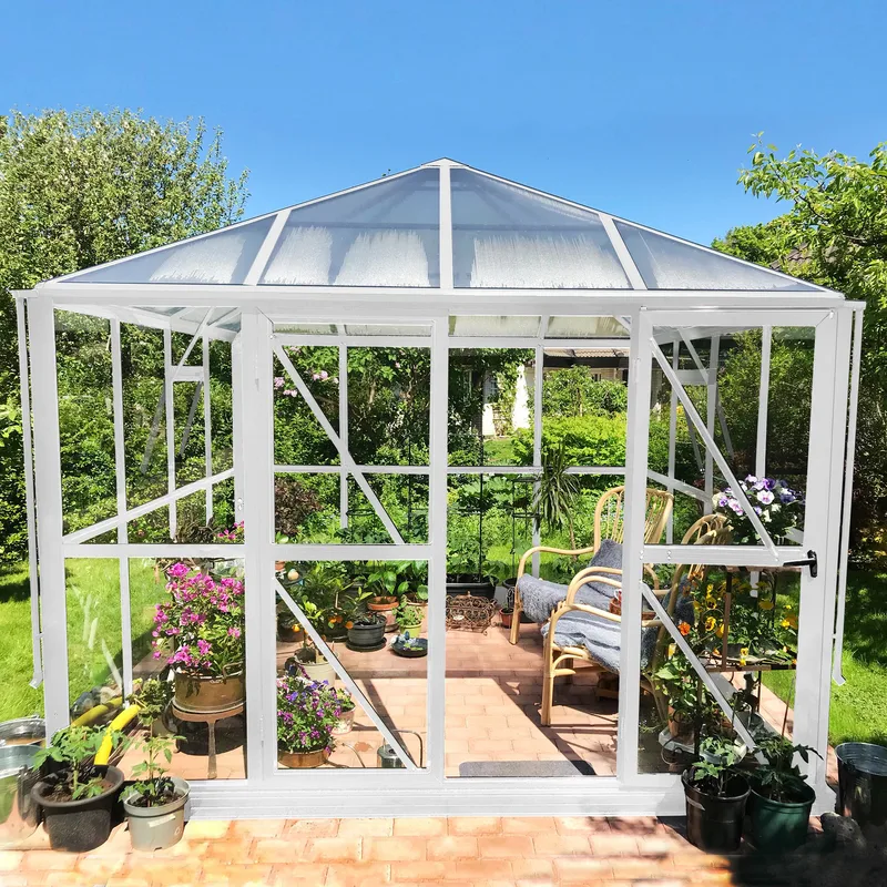 Gazebo 8,7 m² | 5 års stormgaranti | Kvadratiskt växthus | Vit, undefined