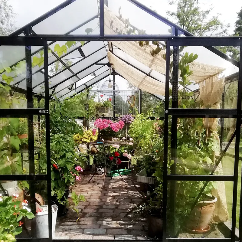 Glasväxthus 11,1m² | 4mm säkerhetsglas | 5 års stormgaranti | Svart - Trädgård & spabad - Trädgårdsskötsel - Växthus