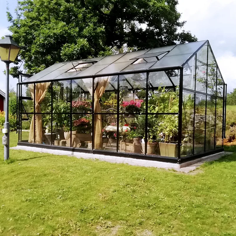 Glasväxthus 11,1m² | 4mm säkerhetsglas | 5 års stormgaranti | Svart - Trädgård & spabad - Trädgårdsskötsel - Växthus