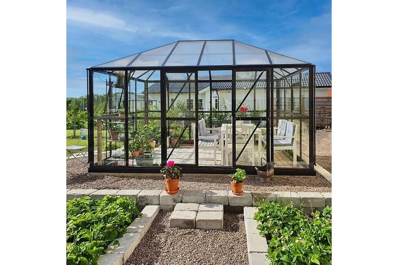 Glasväxthus 13m² | 4mm säkerhetsglas | Marvell | 5 års stormgaranti, Antracit