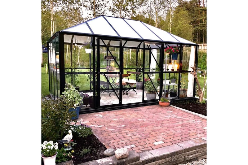 Glasväxthus 13m² | 4mm säkerhetsglas | Marvell | 5 års stormgaranti - Antracit - Trädgård & spabad - Trädgårdsskötsel - Växthus