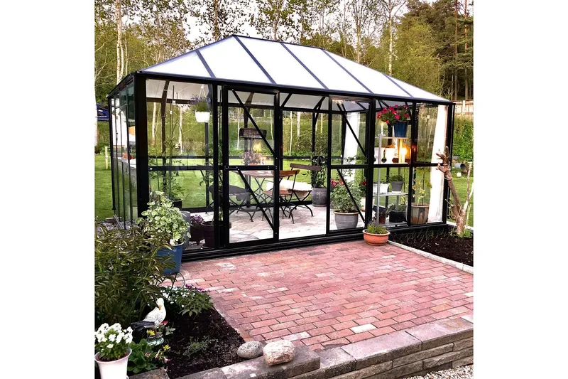 Glasväxthus 13m² | 4mm säkerhetsglas | Marvell | 5 års stormgaranti - Antracit - Trädgård & spabad - Trädgårdsskötsel - Växthus