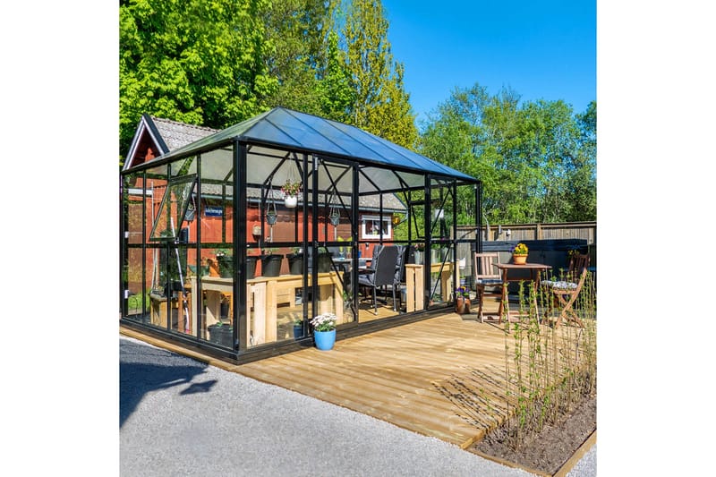 Glasväxthus 13m² | 4mm säkerhetsglas | Marvell | 5 års stormgaranti - Antracit - Trädgård & spabad - Trädgårdsskötsel - Växthus