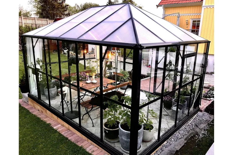 Glasväxthus 13m² | 4mm säkerhetsglas | Marvell | 5 års stormgaranti - Antracit - Trädgård & spabad - Trädgårdsskötsel - Växthus