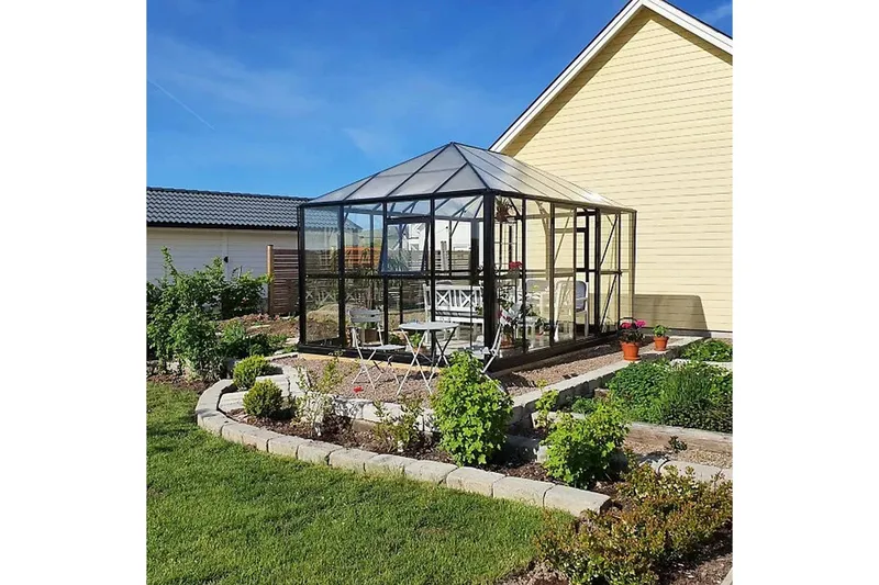 Glasväxthus 13m² | 4mm säkerhetsglas | Marvell | 5 års stormgaranti - Antracit - Trädgård & spabad - Trädgårdsskötsel - Växthus