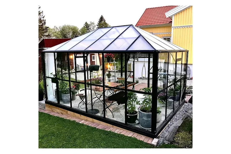 Glasväxthus 13m² | 4mm säkerhetsglas | Marvell | 5 års stormgaranti - Antracit - Trädgård & spabad - Trädgårdsskötsel - Växthus