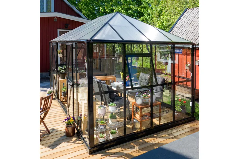 Glasväxthus 13m² | 4mm säkerhetsglas | Marvell | 5 års stormgaranti - Antracit - Trädgård & spabad - Trädgårdsskötsel - Växthus