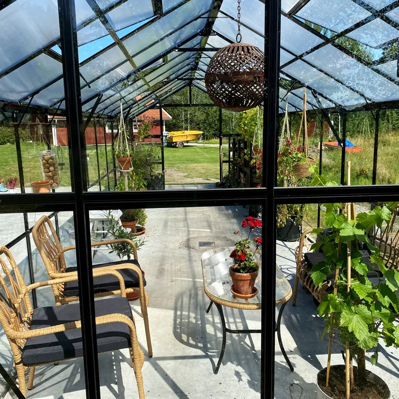 Glasväxthus 19m² | 5 års stormgaranti | 4mm säkerhetsglas | Svart - Trädgård & spabad - Trädgårdsskötsel - Växthus