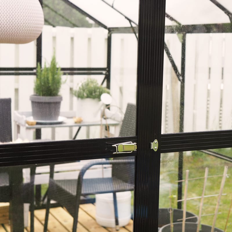 Glasväxthus 8,0m² | 5 års stormgaranti | 4mm säkerhetsglas | Svart - Trädgård & spabad - Trädgårdsskötsel - Växthus