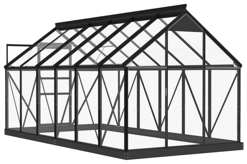 Glasväxthus antracit 155x298x191 cm aluminium - Grå - Trädgård & spabad - Trädgårdsskötsel - Växthus