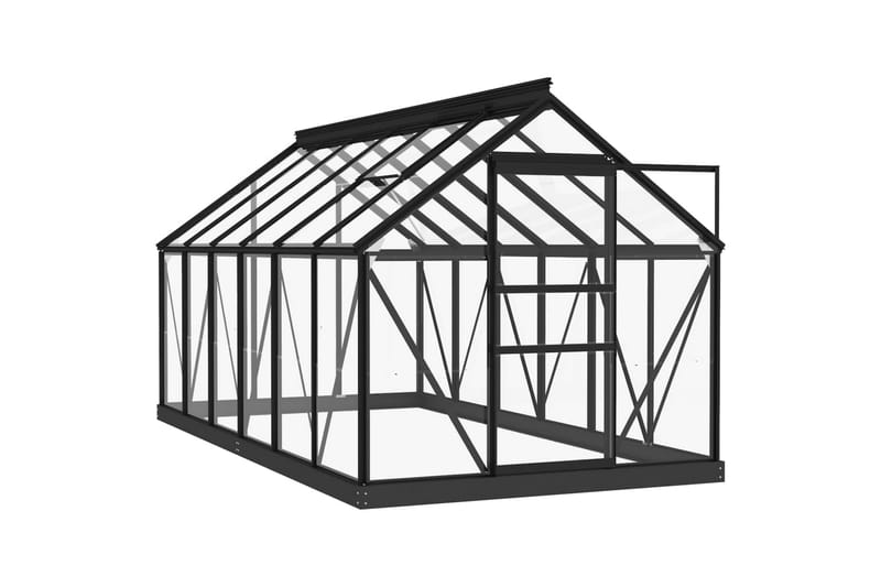 Glasväxthus antracit 155x298x191 cm aluminium - Grå - Trädgård & spabad - Trädgårdsskötsel - Växthus