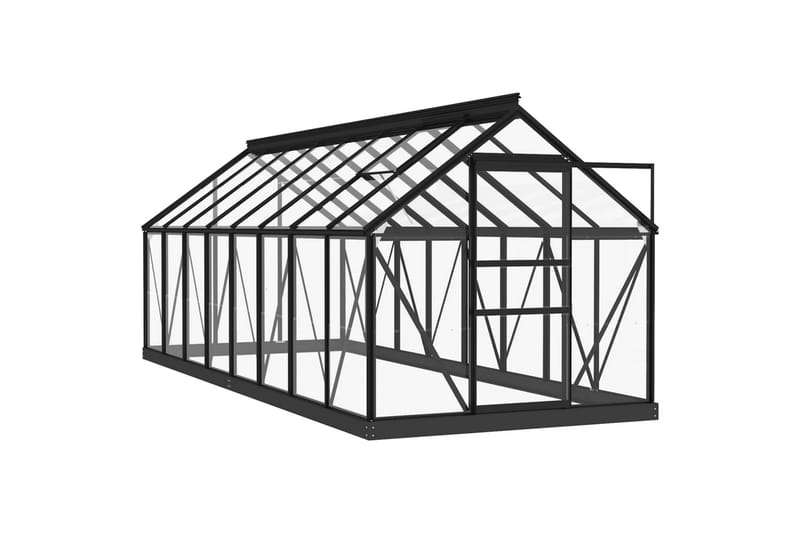 Glasväxthus antracit 155x395,5x191 cm aluminium - Grå - Trädgård & spabad - Trädgårdsskötsel - Växthus
