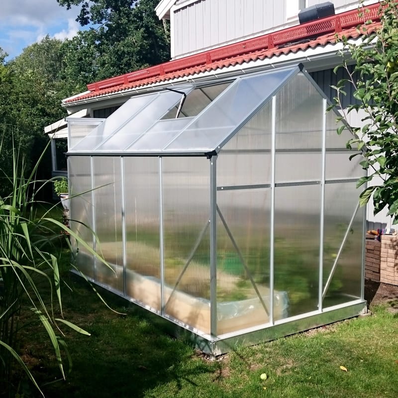Klassiskt växthus i aluminium 5,9 m² | UV-skyddad kanalplast & bas ingår - Trädgård & spabad - Trädgårdsskötsel - Växthus
