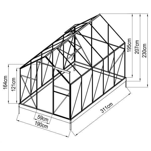 Klassiskt växthus i aluminium 5,9 m² | UV-skyddad kanalplast & bas ingår - Trädgård & spabad - Trädgårdsskötsel - Växthus
