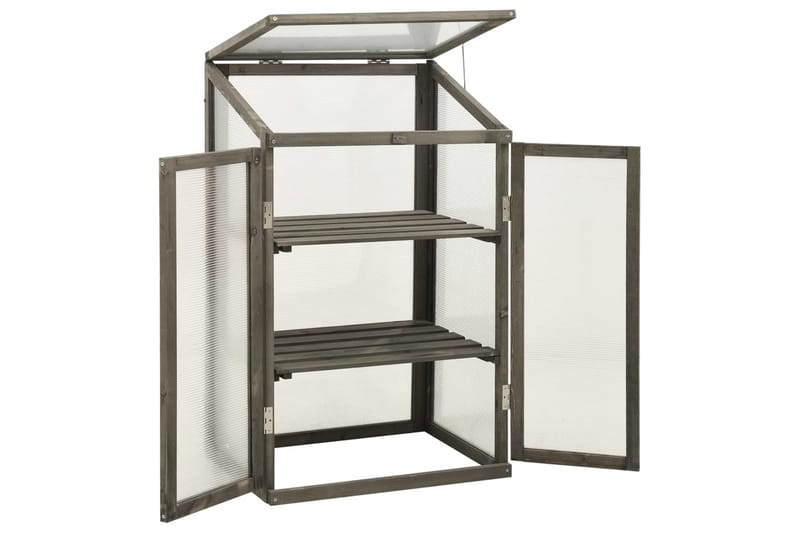 Växthus 60x45x100 cm granträ - Grå - Trädgård & spabad - Trädgårdsskötsel - Växthus - Litet växthus