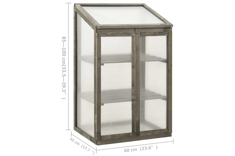 Växthus 60x45x100 cm granträ - Grå - Trädgård & spabad - Trädgårdsskötsel - Växthus - Litet växthus