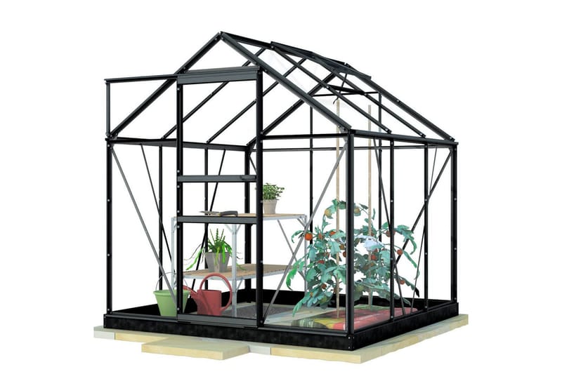 Lykke Glas Växthus 3,8 m2 - Svart - Trädgård & spabad - Trädgårdsskötsel - Växthus