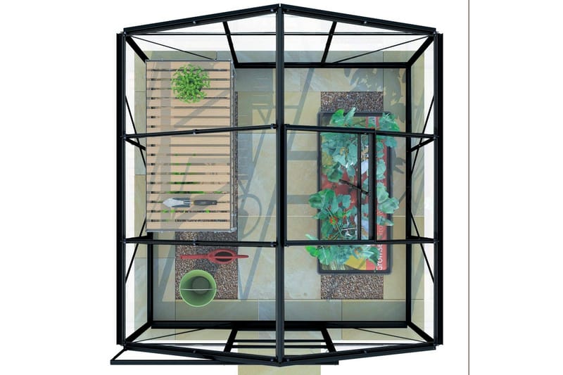 Lykke Glas Växthus 3,8 m2 - Svart - Trädgård & spabad - Trädgårdsskötsel - Växthus
