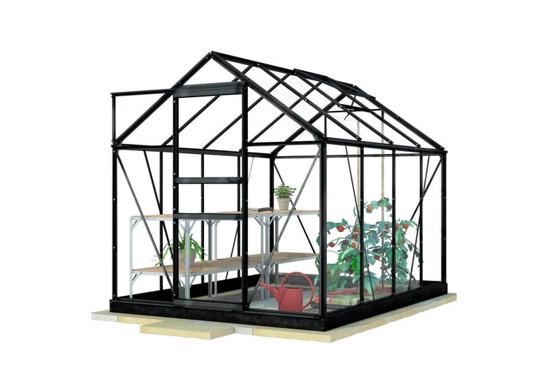 Lykke Glas Växthus 5 m2 - Svart - Växthus - Fristående växthus