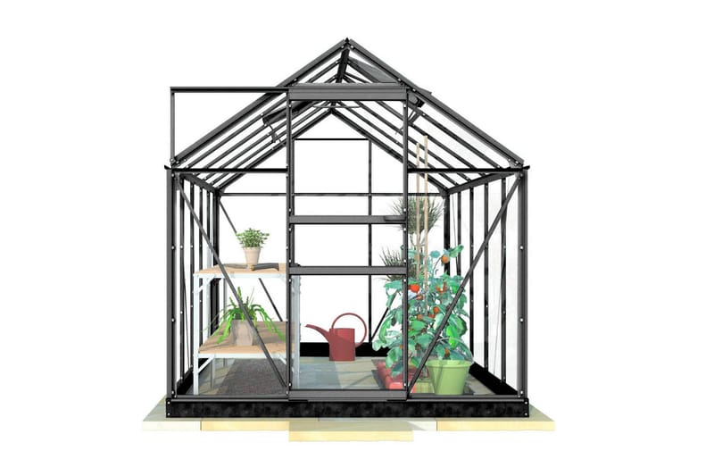Lykke Glas Växthus 6,2 m2 - Svart - Trädgård & spabad - Trädgårdsskötsel - Växthus
