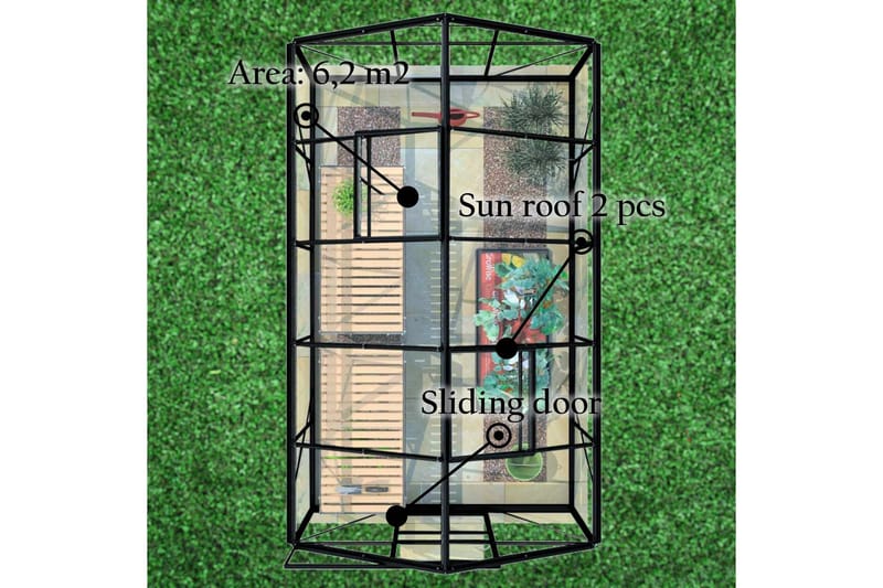 Lykke Glas Växthus 6,2 m2 - Svart - Trädgård & spabad - Trädgårdsskötsel - Växthus