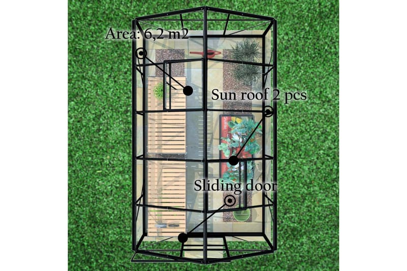 Lykke Glas Växthus 6,2 m2 - Svart - Växthus - Fristående växthus