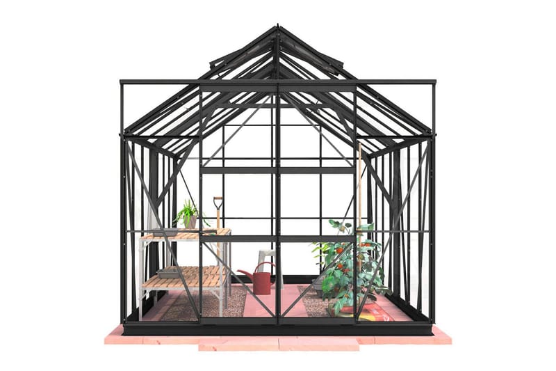 Lykke Hybrid Växthus 11,3 m2 - Svart - Trädgård & spabad - Trädgårdsskötsel - Växthus