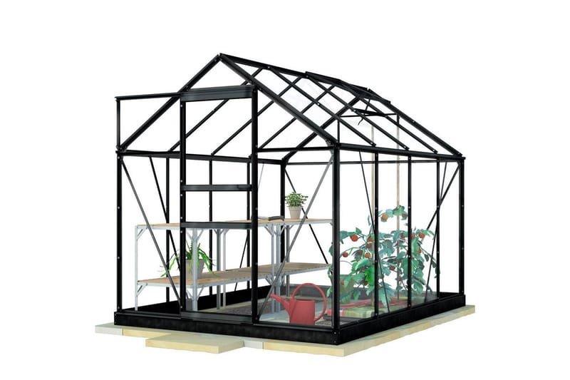 Lykke Växthus Pc 5 m² - Svart/Vit - Trädgård & spabad - Trädgårdsskötsel - Växthus
