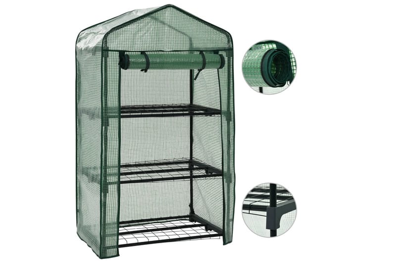 Miniväxthus 3 hyllor 69x49x125 cm - Grön - Trädgård & spabad - Trädgårdsskötsel - Växthus