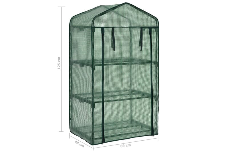 Miniväxthus 3 hyllor 69x49x125 cm - Grön - Trädgård & spabad - Trädgårdsskötsel - Växthus