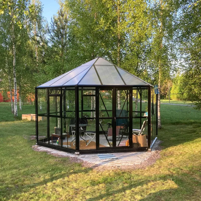 Orangeri och lusthus 12,6m² | Sexkantigt växthus | 4mm säkerhetsglas - Trädgård & spabad - Trädgårdsskötsel - Växthus