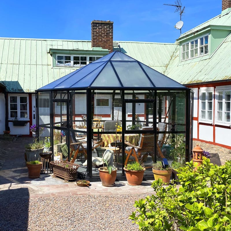 Orangeri och lusthus 12,6m² | Sexkantigt växthus | 4mm säkerhetsglas - Trädgård & spabad - Trädgårdsskötsel - Växthus