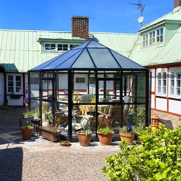 Orangeri och lusthus 12,6m² | Sexkantigt växthus | 4mm säkerhetsglas - Trädgård & spabad - Trädgårdsskötsel - Växthus