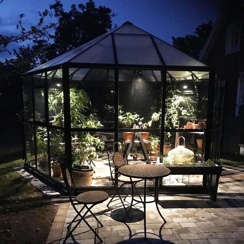 Orangeri och lusthus 12,6m² | Sexkantigt växthus | 4mm säkerhetsglas - Trädgård & spabad - Trädgårdsskötsel - Växthus