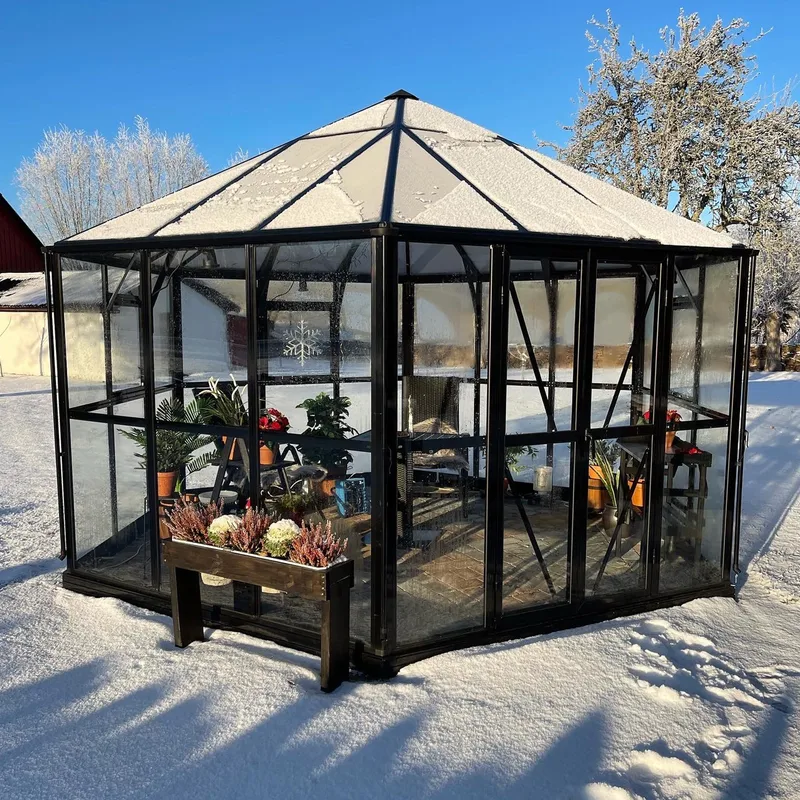 Orangeri och lusthus 12,6m² | Sexkantigt växthus | 4mm säkerhetsglas - Trädgård & spabad - Trädgårdsskötsel - Växthus