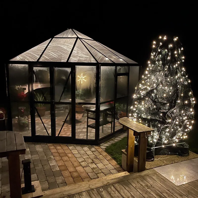 Orangeri och lusthus 12,6m² | Sexkantigt växthus | 4mm säkerhetsglas - Trädgård & spabad - Trädgårdsskötsel - Växthus