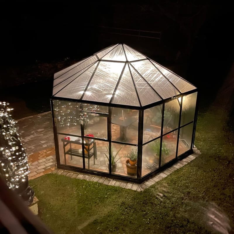 Orangeri och lusthus 12,6m² | Sexkantigt växthus | 4mm säkerhetsglas - Trädgård & spabad - Trädgårdsskötsel - Växthus