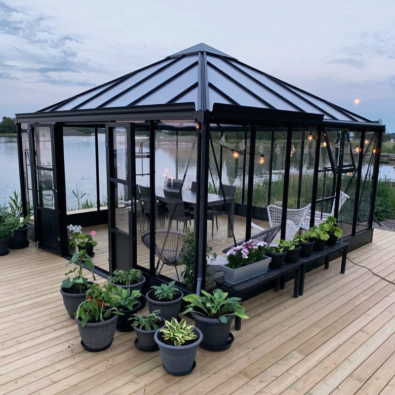 Orangeri och uterum 19,2m² - Svart - Trädgård & spabad - Trädgårdsskötsel - Växthus
