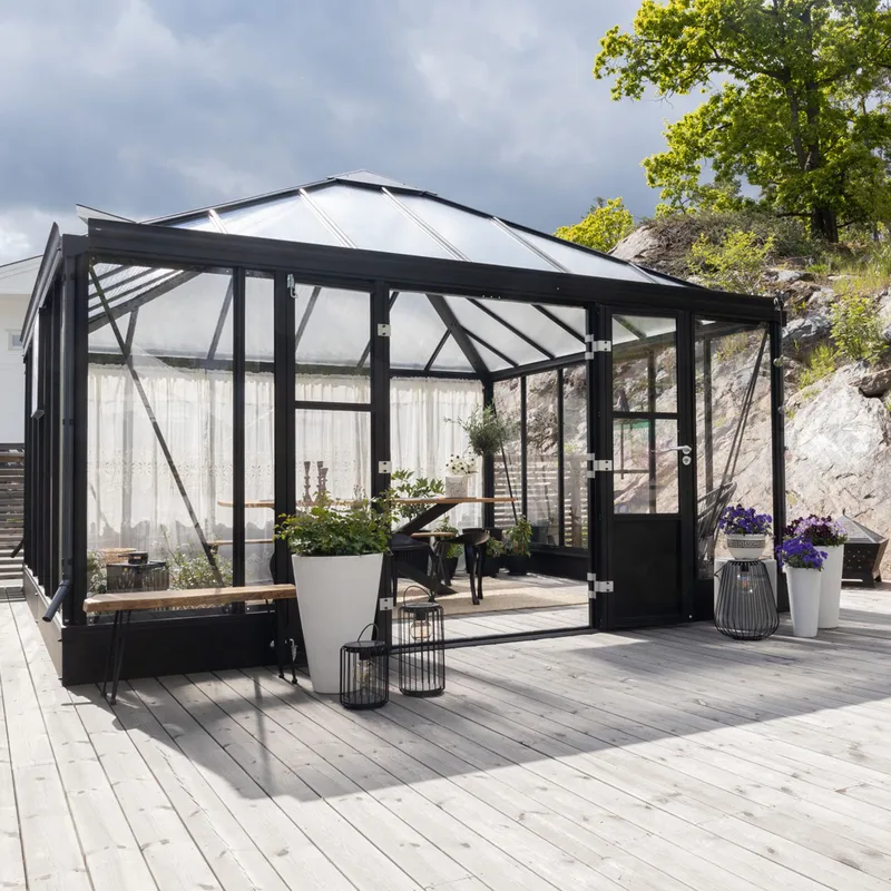 Orangeri och uterum 19,2m² - Svart - Trädgård & spabad - Trädgårdsskötsel - Växthus