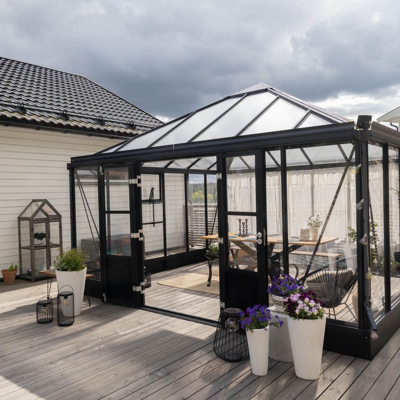 Orangeri och uterum 19,2m² - Svart - Trädgård & spabad - Trädgårdsskötsel - Växthus