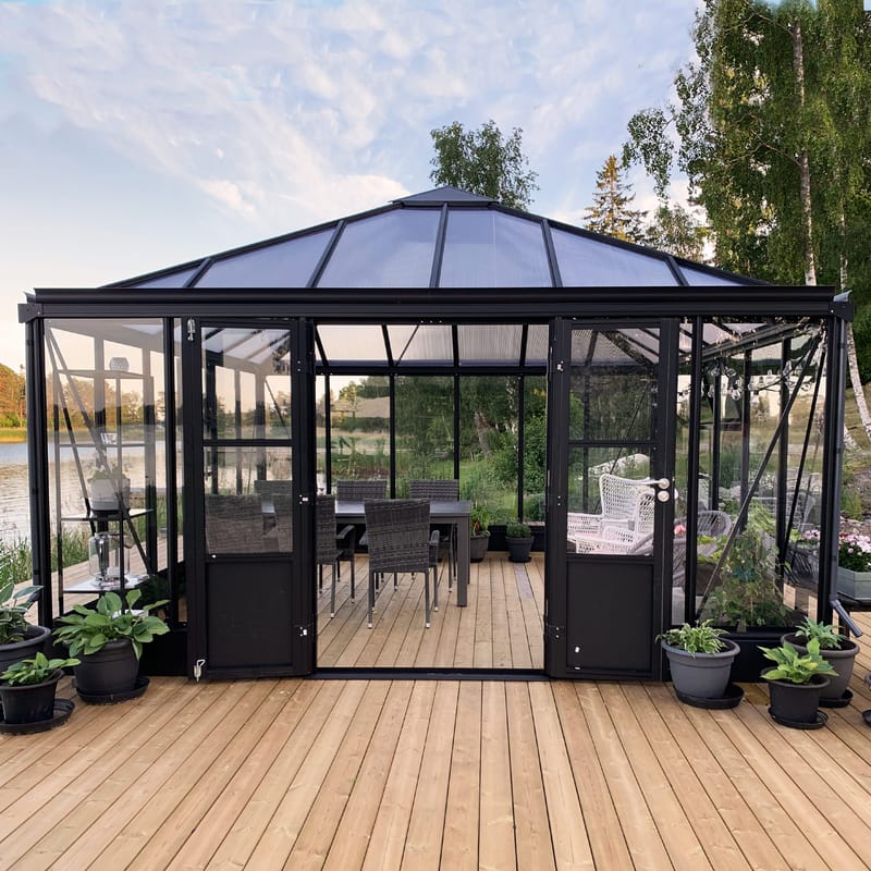 Orangeri och uterum 19,2m² - Svart - Trädgård & spabad - Trädgårdsskötsel - Växthus