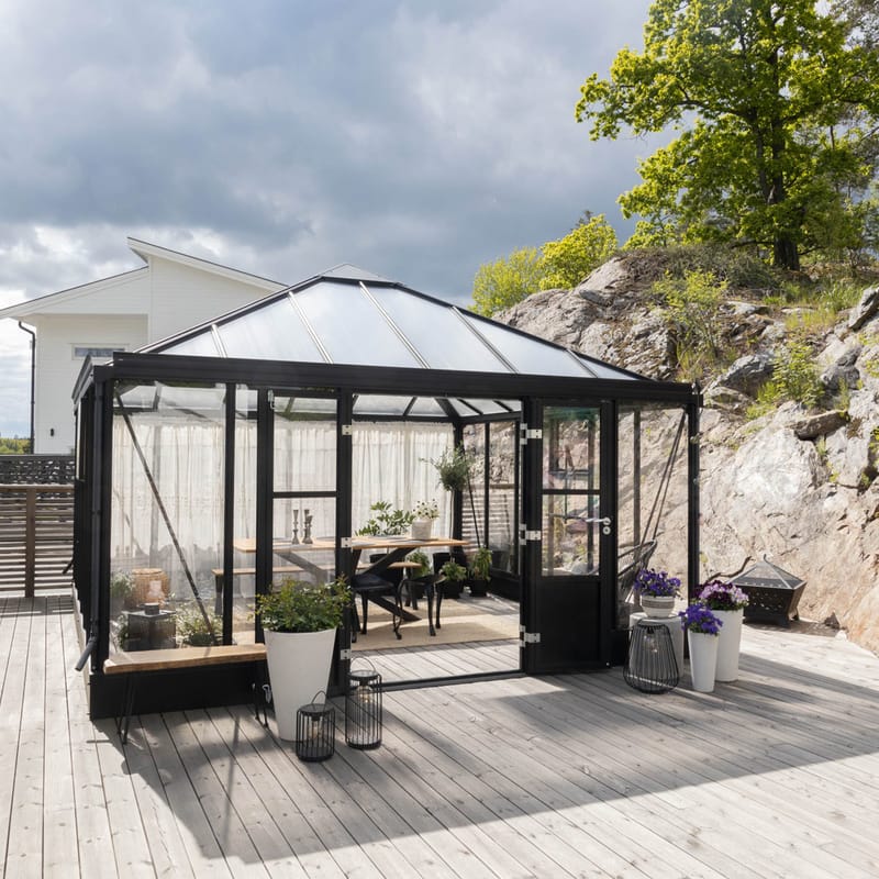 Orangeri och uterum 19,2m² - Svart - Trädgård & spabad - Trädgårdsskötsel - Växthus