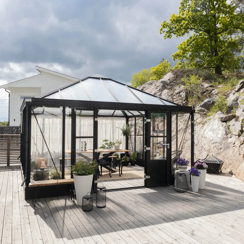 Orangeri och uterum 19,2m² - Svart - Trädgård & spabad - Trädgårdsskötsel - Växthus