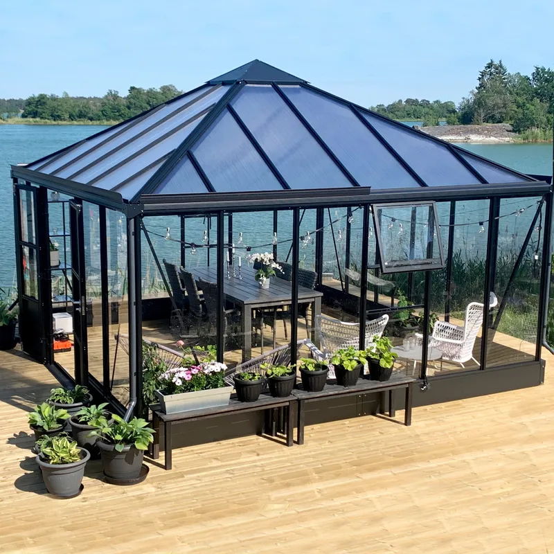 Orangeri och uterum 19,2m² - Svart - Trädgård & spabad - Trädgårdsskötsel - Växthus